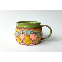 Lustige Kaffeetassen, Keramiktasse Handgemacht, Keramik Kindertasse, Tiertasse, Affentasse, Handgemachte Kaffeetasse von PotteryPapas