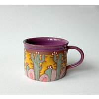 Tasse Mit Kaktus, Handgemachte Kaffeetasse, Keramik Kaktus Tasse, Einzigartige Teetasse, Handgemacht von PotteryPapas