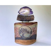 Handgefertigte Baum Schiff Keramik Mit Achat Deckel Einzigartige Dekorative Kunst von PotterybyHelene