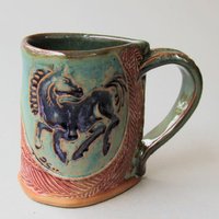Handgefertigte Pferdekeramik-Tasse Pferdekeramik-Kaffeetasse von PotterybyHelene