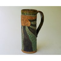 Handgemachte Abstrakte Keramik Tasse Kaffeetasse Aus Steinzeug von PotterybyHelene