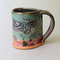 Handgemachte Drachen Keramik Tasse Artisan Steinzeug Kaffeetasse von PotterybyHelene