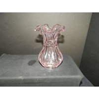 Fenton Kleine Rosa Daumenabdruck Vase von PotteryglassII