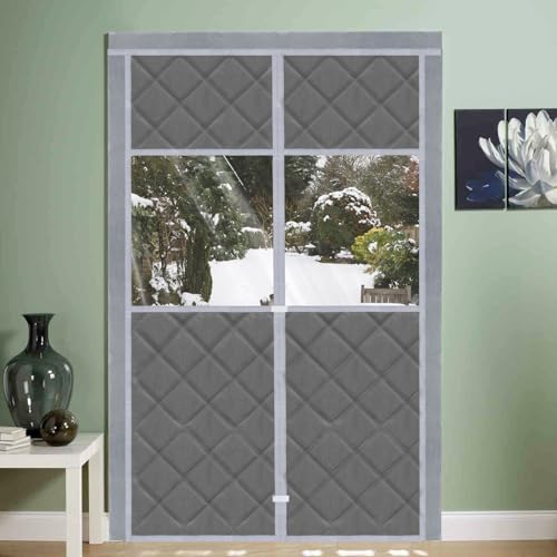 Pottwal Magnetischer Wärmeschutzvorhang mit Transparentem Fenster, 100×210 CM, Thermo Türvorhang, Selbstschließend, Wasserdicht & Winddicht, Isolationsschutz, Isolier Schutz, Thermovorhang von Pottwal