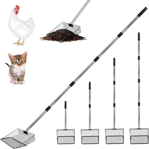 10inch groß Metall Hühnerkotschaufel,5-in-1 abnehmbare Hühnerschaufel,22 ''to 77 ''abnehmbar chicken poop scooper schwer chicken poop shovel Hühnerstall Reinigungswerkzeuge Hühnerstall Zubehör von Potufa