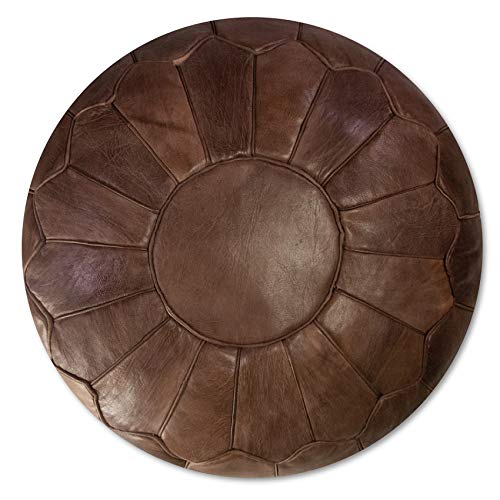 Poufs&Pillows Premium XL Echtleder Pouf - Handgefertigt - gefüllt geliefert - Ottoman Sitzsack Fußhocker (Schokolade) von Poufs&Pillows
