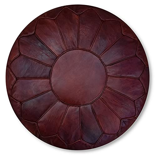 Poufs&Pillows Premium XL Echtleder Pouf - Handgefertigt - gefüllt geliefert - Ottoman Sitzsack Fußhocker Puff (Honig) von Poufs&Pillows