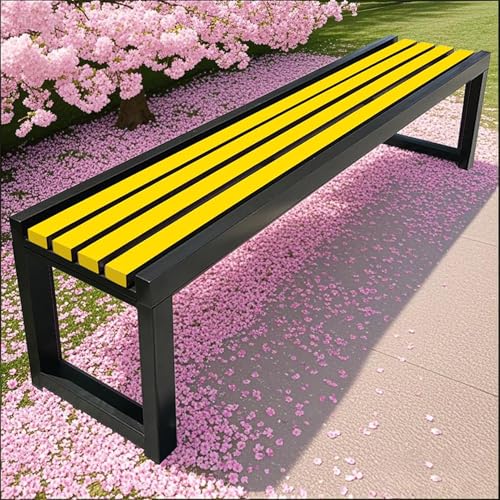 Pounjsd Gartenbank Holz Wetterfest | holzbank ohne lehne | sitzbank 100cm | gartenmöbel | 2 sitzer gartenbank | Massivholzbank für Terrasse Park Rasen Hof (100×40×45cm-Orange+Schwarz) von Pounjsd