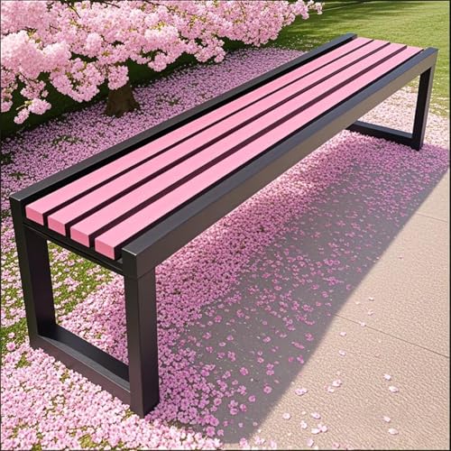 Pounjsd Gartenbank Holz Wetterfest | holzbank ohne lehne | sitzbank 100cm | gartenmöbel | 2 sitzer gartenbank | Massivholzbank für Terrasse Park Rasen Hof (100×40×45cm-Rosa+Schwarz) von Pounjsd