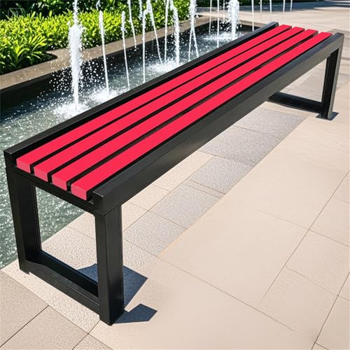 Pounjsd Gartenbank Holz Wetterfest | holzbank ohne lehne | sitzbank 100cm | gartenmöbel | 2 sitzer gartenbank | Massivholzbank für Terrasse Park Rasen Hof (100×40×45cm-Rot+Schwarz) von Pounjsd