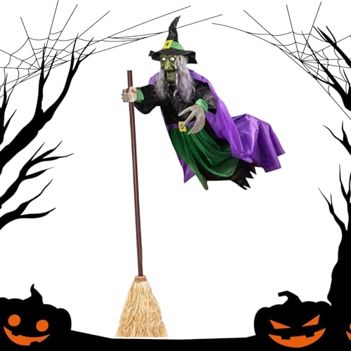 Fliegende Hexe Halloween Deko | Schwebende Hexe Deko-Objekt | Beleuchtete Deko Für Feste Gartenpartys Terrassen Aktivitäten Fliegende Hexe Halloween Deko | Schwebende Hexe Deko-Objekt | Beleuchtete Deko Für Feste Gartenpartys Terrassen Aktivitäten von Poupangke
