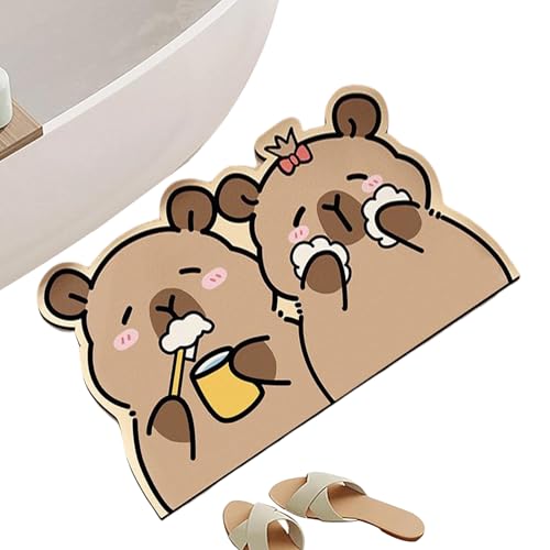 Poupangke Badezimmermatte rutschfest, Capybara Badezimmermatten, Weich Saugfähig Teppich Diatomeenerde Matte Für Bad Dusche Küche Haus Deko Boden Poupangke Badezimmermatte rutschfest, Capybara Badezimmermatten, Weich Saugfähig Teppich Diatomeenerde Matte Für Bad Dusche Küche Haus Deko Boden von Poupangke