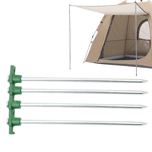 Poupangke Erdspieße, Campingzelt-Spieße - 4 Stück Camping-Zeltheringe, robust für Vordach,Flexible Lange Spiralschraube, Wiederverwendbare Bodennägel, Schraubpfähle für Outdoor-Camping-Zeltfallen von Poupangke