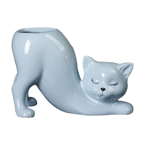 Poupangke Pflanztöpfe - Keramiktöpfe für Pflanzen - Desktop Pflanzgefäß Vasenhalter Modern Kreative Katze Pflanztopf für Hydrokultur Pflanzen Haus Garten Hochzeit Dekoration Outdoor Pflanzgefäß von Poupangke