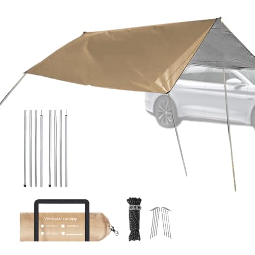 Poupangke SUV-Camping-Überdachung, Auto-Überdachung für Camping | Tragbares Markisendach - Extra großes, winddichtes, leichtes Autodach für Camping, Auto, Wohnmobil, Van, SUV von Poupangke