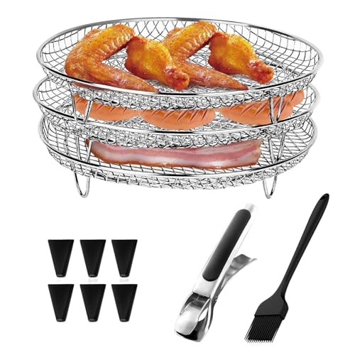 Runder Air Fryer Stand, Dreischichtiges Luftfritteusen-dörrgestell, Edelstahl Heißluftfritteuse Grillrost Dehydrate Rack, Stapelbar Air Fryer Rack Zubehör Für Heißluftfritteuse Runder Air Fryer Stand, Dreischichtiges Luftfritteusen-dörrgestell, Edelstahl Heißluftfritteuse Grillrost Dehydrate Rack, Stapelbar Air Fryer Rack Zubehör Für Heißluftfritteuse von Poupangke