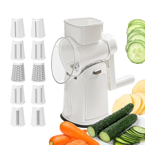 schneider | Rotierendes Reibeeisen Für Obst Und | Handbetriebene Küchenhelfer Käse Reibe Hobel für Haushalt Kohl Kartoffel Tomate Karotte Zitrone Gurke von Poupangke