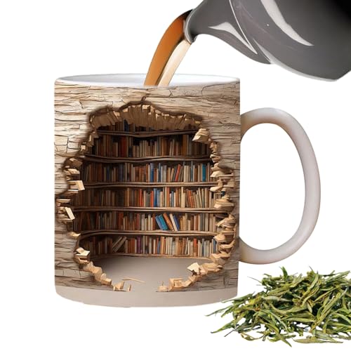 1/3pcs 3D-Bücherregal-Kaffeetasse,3D-Bücherregal-Tasse, Buchliebhaber-Kaffeetasse, Lustige 3D-Buch-Keramik-Kaffeetasse, 325 Ml Bibliotheksregal-Tasse, Kreatives Raumdesign Mehrzweck-Keramikbecher von Povanjer