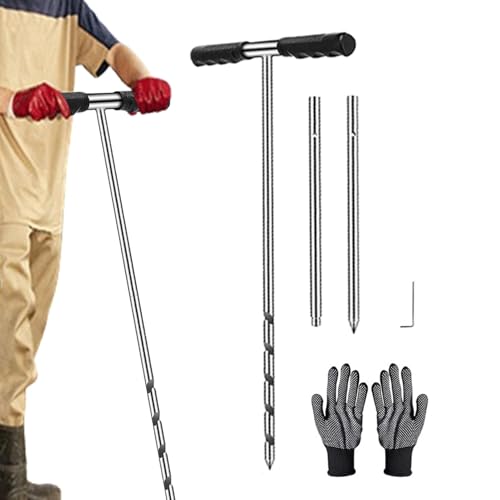 Bodensonde, Bodenprobensonde aus massivem Edelstahl, rostfrei, mit T-Griff – Testset für Gartenböden, Probenahme von Kernen Bodensonde, Bodenprobensonde aus massivem Edelstahl, rostfrei, mit T-Griff – Testset für Gartenböden, Probenahme von Kernen von Povanjer