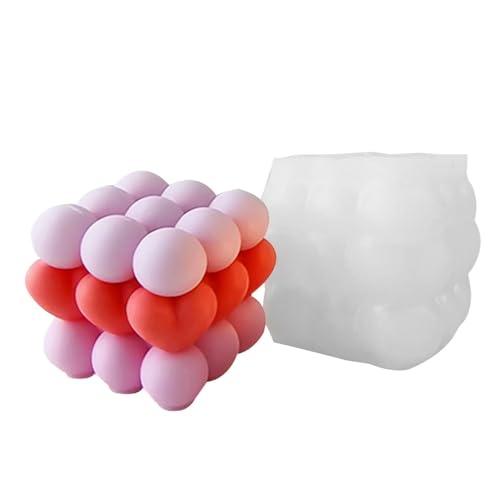 Bubble Cube Silikonform Kerzenform - Bubble Silikon Duftkerzenform | Herzförmiges Design Gießkunsthandwerk für Dessert, von Povanjer