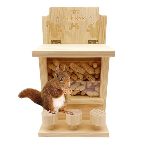 Eichhörnchen-Futterstation für Baum, Picknick-Tisch-Futterstation für Eichhörnchen | 3 Hocker Fenster-Futterstation für Eichhörnchen Eichhörnchen Fütterer für den Außenbereich – Futterstation von Povanjer