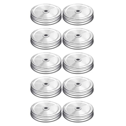 Einmachglas-Trinkdeckel – 70 mm Einmachglas-Kappen mit Strohhalmlöchern, geeignet zum Trinken von Tee, Kaffee, Limo, sicher und wiederverwendbar, auslaufsicher mit Silikon-Dichtungsringen Einmachglas-Trinkdeckel – 70 mm Einmachglas-Kappen mit Strohhalmlöchern, geeignet zum Trinken von Tee, Kaffee, Limo, sicher und wiederverwendbar, auslaufsicher mit Silikon-Dichtungsringen von Povanjer