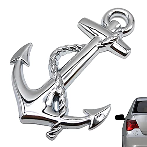 Metall Anker Logo Stil | Marine Emblem Shop Dekoration seitliches Metalllogo hinten Türaufkleber - Tragbare und kompakte Selbstklebende Dekoration für zu Hause von Povanjer
