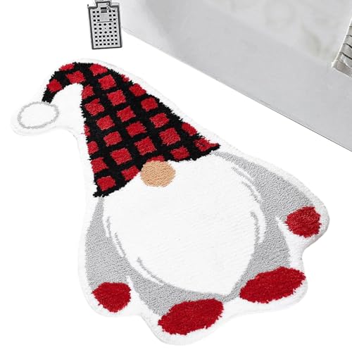 Povanjer Badematte Weihnachten Dekoration Weihnachts Fussmatte Weihnachten Badematte Zwergen-Fußmatte rutschfest Wichtel Figur Badteppich Badematte Weihnachtsdeko Weihnachtsteppich Türmatte Innen von Povanjer