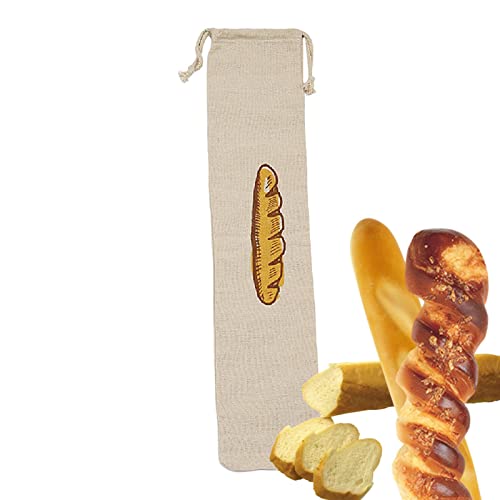 Povanjer Brotbeutel aus Leinen | Brotbeutel aus Stoff mit Kordelzug - Umweltfreundliche Brotbeutel für die Aufbewahrung von hausgemachtem Brotlaib-Baguette von Povanjer