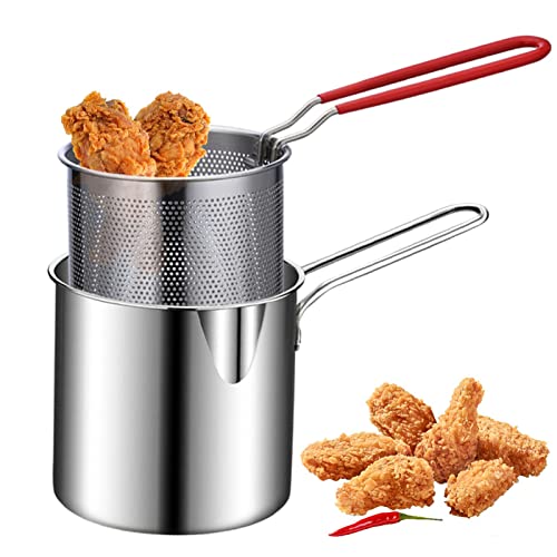 Fritteuse | Fritteuse aus Edelstahl 304 | Kochtopf zum Frittieren von Huhn, getrocknetem Fisch, Pommes Frites, Hähnchenkoteletts etc von Povanjer