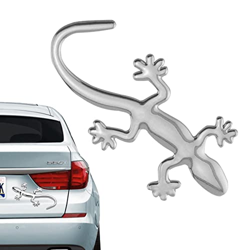 Povanjer Gecko-Autoaufkleber, Mode -Gecko-Form | Reines Metall-Chrom-Abzeichen-Logo-Aufkleber, Auto-Aufkleber, Karosserie-Block-Kratzer-Aufkleber, Wasserdichter Sonnenschutz, Extra Langlebig von Povanjer