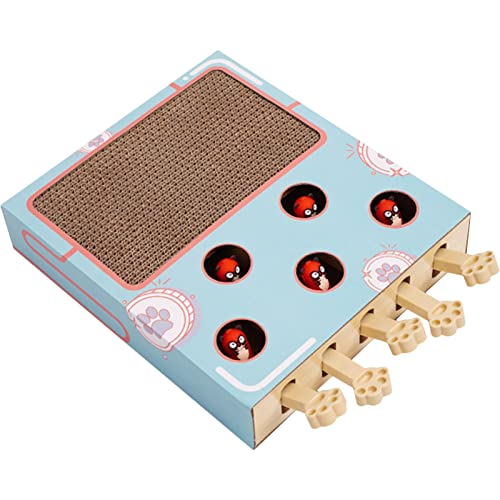 Povanjer Gewelltes Katzen-Kratzpad-Spielzeug - Whack-a-Mole Katzenspielzeug mit Kratzbrett - Interaktives -Kätzchen-Teaser-Spielzeugzubehör vertreibt Langeweile und trainiert den IQ von Povanjer
