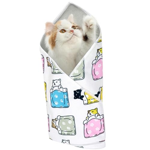 Povanjer Katzenpflegetuch, Katzentuch zum Schneiden von Nägeln | Wrap Cat, Selbstklebende Stoffdecke - Kratzfeste Anti-Flucht-Tasche, multifunktionales Haustier-Werkzeug, Katzen-Pflegetasche, von Povanjer