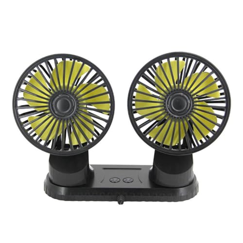 Povanjer LKW Ventilator 12 V, 24 V USB Stummventilator, Fahrzeugventilator mit Doppelköpfen – integrierte Aromatherapie mit 3 Geschwindigkeiten für LKW, SUV, Haus, großes Auto von Povanjer