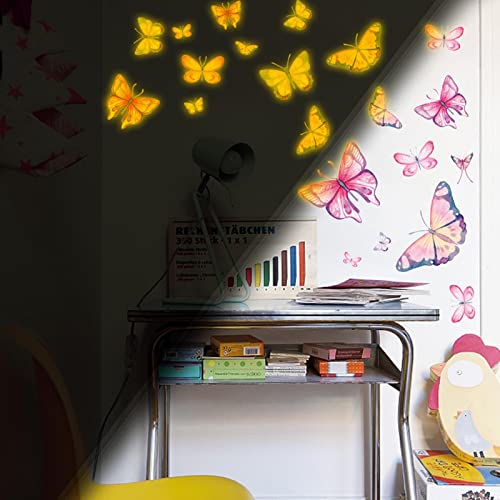 Povanjer Leuchtender Schmetterling Wandaufkleber - Im Dunkeln leuchtende Schmetterlings-Wandaufkleber für Mädchenzimmer | Badezimmer-Schmetterlings-Leuchtaufkleber für Wanddekorationen von Povanjer