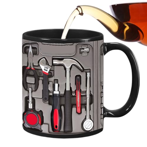 Povanjer Mechaniker-Werkzeugkasten-Kaffeetasse, Mechaniker-Kaffeetasse für Männer,350 ml Keramik-Becher für Mechaniker-Werkzeugkasten - Neuartige Kaffeetassen für Geburtstag, Weihnachten, von Povanjer