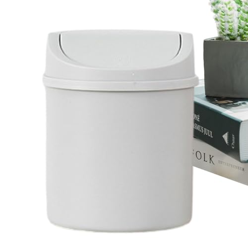 Povanjer Mülleimer Mit Deckel, Kompaktes Design Tischmülleimer Mit Schwingdeckel, Kleine Arbeitsplatte Mülleimer, Moderne Desktop-Abfalleimer, Desktop Papierkorb, Abfallkorb Schreibtisch Abfalleimer von Povanjer