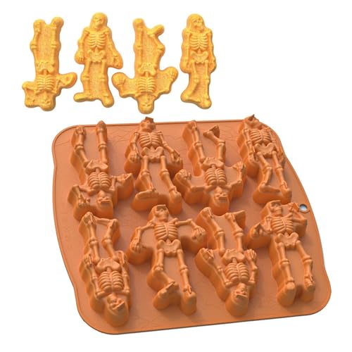 Povanjer Totenkopf Backform Silikonform Halloween Backen Totenkopf Silikonform Schokoladenform Silikon Halloween Skelettform Kuchenform Silikon Muffinform Totenkopf Kuchenformen Zum Backen von Povanjer