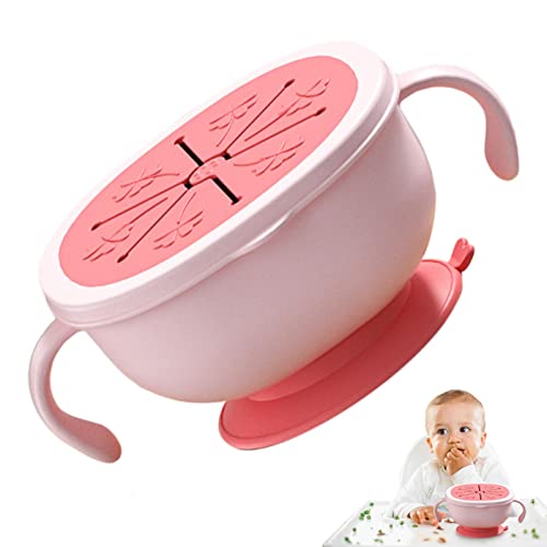 Schüsseln mit Saug - Schüsseln für Kinder mit Deckel und Griff - Lebensmittelbehälter mit Strohhalm, Snackschalen, Utensilien zum Füttern des Babys von Povanjer