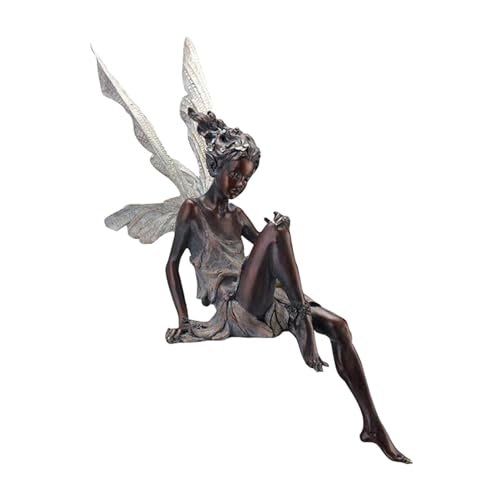 Sitzende Fee Gartendeko Figuren Gartenfiguren Für Außen, Sitzende Elfen Gartenfiguren, Tudor Und Turek Sitzen Magische Fee, Harz Elfen Skulptur Mit Flügeln, Gartendeko Ornament Sitzen Magische Fee von Povanjer