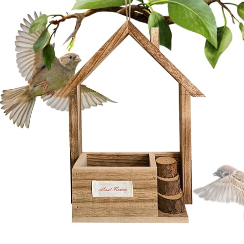 Vogelfutterhaus aus Holz, Vogelfutterstation aus Zedernholz, kleine Vogelfutterspender aus Zedernholz, Wildfutterhaus für den Außenbereich, hängendes Vogelfutterhaus, leicht zu befüllen durch die Vogelfutterhaus aus Holz, Vogelfutterstation aus Zedernholz, kleine Vogelfutterspender aus Zedernholz, Wildfutterhaus für den Außenbereich, hängendes Vogelfutterhaus, leicht zu befüllen durch die von Povanjer