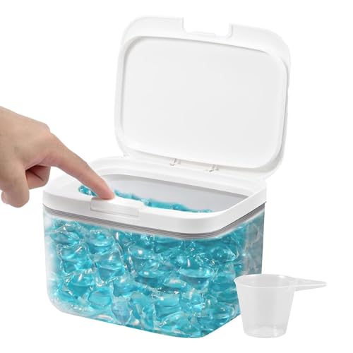 Waschmittel Aufbewahrung Waschpulverbehälter Mit Deckel Mehrzweck-Waschmittelbox 2,8 L Pop-up-Spenderbox Pop-Up-Aufbewahrungsbox Für Wäscheflüssigkeit Transparenter Waschmittelbehälter von Povanjer