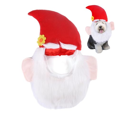 Weihnachtsmütze für Hunde, Weihnachtshut für Haustiere, realistischer Weihnachtsmannhut aus Plüsch für Welpen mit süßer Blume, bequem und verstellbar Weihnachtsmütze für Hunde, Weihnachtshut für Haustiere, realistischer Weihnachtsmannhut aus Plüsch für Welpen mit süßer Blume, bequem und verstellbar von Povanjer