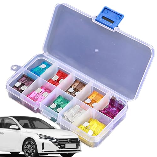 Sicherungen Sortiment Kit KFZ Sicherungen Sortiment Set - 50 Stück Auto Sicherungen Set Medium, Einfach zu Anwenden, Inklusive Aufbewahrungsbox, K von Povanjer