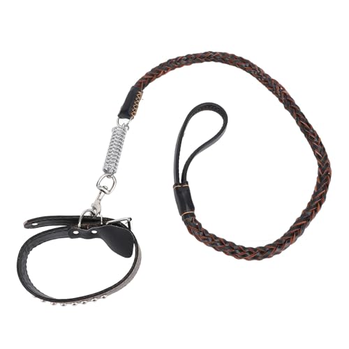 Leather Dog Collar Leash Set with Shock Absorbing Spring Braided Dog Training Leash for Medium and Large Dog Multifunctional Unique Collar Design Leather Dog Collar Leash Set with Shock Absorbing Spring Braided Dog Training Leash for Medium and Large Dog Multifunctional Unique Collar Design von Povkufii