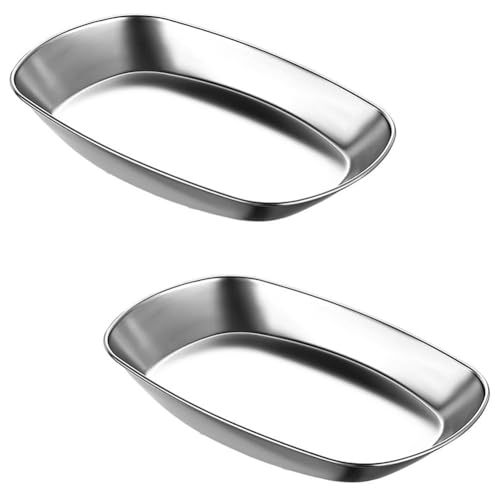 Povxlum 10-Edelstahlteller, Metall 304-Essgeschirr, Füttern, Servieren, Campingteller, Servierplatte für Salat von Povxlum