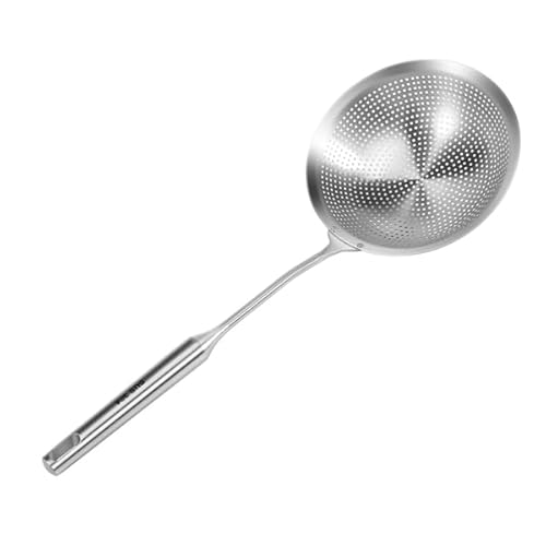 Povxlum Schaumlöffel Edelstahl 46.5 * 18.5cm, Schöpfkelle, Suppenkelle, Schaumkelle Mit Löchern für Nudeln, Heißer Topf, Frittiertes Essen von Povxlum