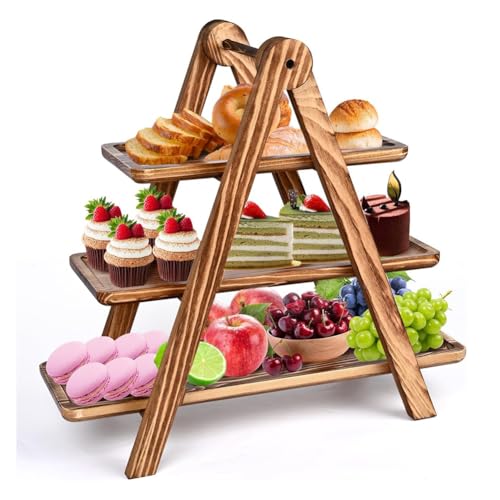 Povxlum Serviertabletts mit 3 Ebenen Aus , Cupcake-Ständertürme Zur Präsentation Von Desserttischen, Dreistufiger Tablettständer Aus Abnehmbarem von Povxlum