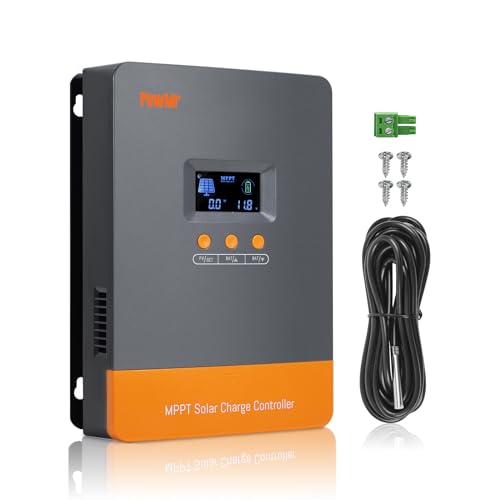 100A MPPT Solar Laderegler 12V/24V/48V Auto, MPPT Solarregler 100amp mit LCD-Display, Unterstützt 12 (Max) Solarregleranschlüsse Parallel, Arbeitet mit Blei-Säure und Lithium Batterien von PowMr