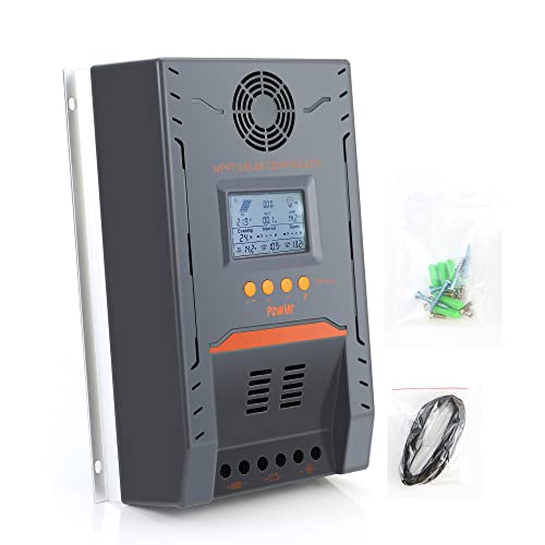 PowMr 100A MPPT Solarladeregler 24V 12V DC Auto, Max Input 100V 2600W, Überlastschutz Temperatur Kompensation USB 5V Output Support Remote Display von PowMr